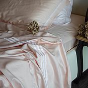 Для дома и интерьера handmade. Livemaster - original item Bed linen made of satin "Cream" in a shade of delicate peach. Handmade.
