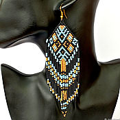 Украшения handmade. Livemaster - original item Long Beaded Earrings Bright Ethnic Boho Brush Earrings. Handmade.