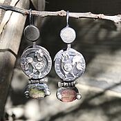 Украшения handmade. Livemaster - original item Sterling silver earrings. Cocks. Fluorite and tourmaline.. Handmade.