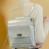 Сумки и аксессуары handmade. Livemaster - original item Backpacks: Women`s Leather Backpack Bag Silver Maggie Mod. SR53s-741. Handmade.