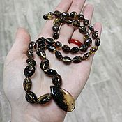 Работы для детей, handmade. Livemaster - original item Amber beads, beads with a pendant made of amber, pendants made of amber,. Handmade.