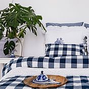 Для дома и интерьера handmade. Livemaster - original item Bed linen in a cage made of boiled cotton. A gift for the anniversary of women. Handmade.
