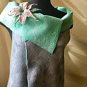 Платье в стиле бохо  валяное зелено-фиолетовое "Русалка"