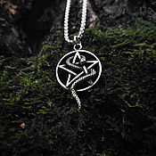 Украшения handmade. Livemaster - original item Pentagram with a Snake — steel pendant on a chain. Handmade.