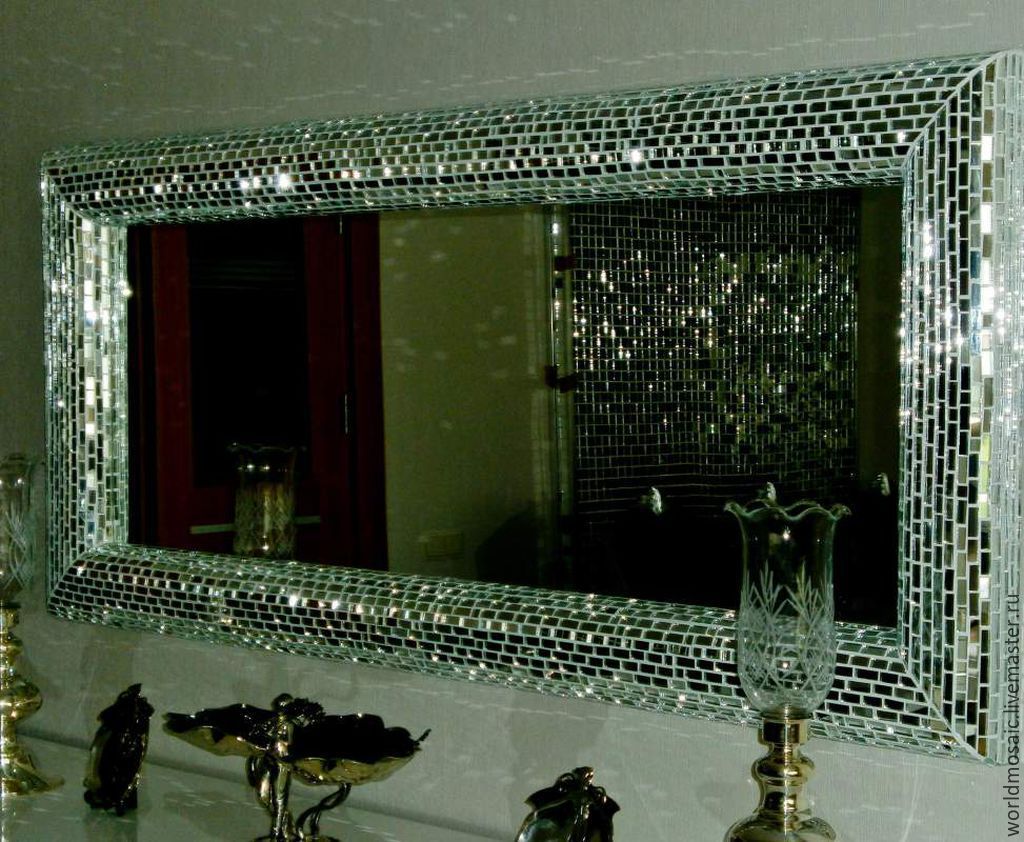 Mirror In Mosaic Frame Rectangular, Mosaic Rectangle Mirror