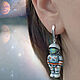 Porcelain earrings with an English lock 'Cosmonaut', Earrings, Moscow,  Фото №1