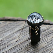 Серебряное кольцо с  моховым агатом "То что видят птицы"