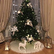 Подарки к праздникам handmade. Livemaster - original item FUR SKIRT for Christmas TREE - Christmas decorative rug under the tree. Handmade.