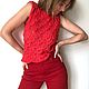 Топ «Капли» красный. Топы. lulu_knits. Интернет-магазин Ярмарка Мастеров.  Фото №2