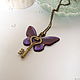 Transparent Pendant Key Purple Butterfly Boho Eco Key Heart Pendant. Pendants. WonderLand. My Livemaster. Фото №5