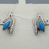Украшения handmade. Livemaster - original item Silver earrings with natural turquoise 10h4mm. Handmade.