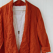 Одежда handmade. Livemaster - original item Terracotta linen cardigan with open edges. Handmade.