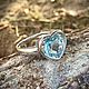 Серебряное кольцо с сердцем и топазом цвет Sky Blue небесно-голубой. Кольца. Луноцвет - природные камни в серебре. Интернет-магазин Ярмарка Мастеров.  Фото №2