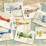 Открытки handmade. Livemaster - original item Planes Cards for men and boys, Set of 9 PCs. Handmade.