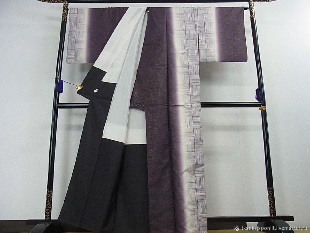 Винтаж: Кимоно японское шелк эпонж с серебряной нитью купить в интернет ...