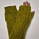 Knitted mittens 159, olive S, Mitts, Kamyshin,  Фото №1