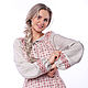 Блуза льняная Макошь на сером, Блузки, Омск,  Фото №1