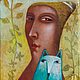 "Девушка с голубым котом", авторская печать, Картины, Новороссийск,  Фото №1