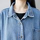 Осенняя рубашка большого размера для женщин синего цвета. Блузки. Thebesttailor. Ярмарка Мастеров.  Фото №7