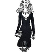 Винтаж handmade. Livemaster - original item Size 42, 44, 46. Gorgeous black cardigan with ruffles and pockets. Handmade.