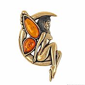 Украшения handmade. Livemaster - original item Fairy on the Moon brooch made of amber fashionable gift to a friend sister. Handmade.