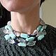 Three-row necklace made of larimar, chalcedony and lapis lazuli. Necklace. marusjy. My Livemaster. Фото №5