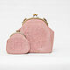 Комплект сумка и кошелек с вышивкой из замши Розовая пудра, Классическая сумка, Муром,  Фото №1