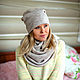 Order Set in a chunky knit knit. Color melange beige. Olga Lado. Livemaster. . Headwear Sets Фото №3