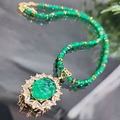 Украшения handmade. Livemaster - original item Necklace - beads with a Natural green agate pendant. Handmade.