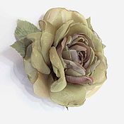 FABRIC FLOWERS. Chiffon rose brooch 