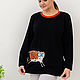 Black Knitted Longsleeve jumper 'Scared Cat'. Jumpers. NATALINI. My Livemaster. Фото №4