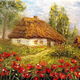 Картина из шерсти Домик в деревне. Маки цветут. Картины. Картины из шерсти (MariMarisha). Интернет-магазин Ярмарка Мастеров.  Фото №2