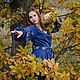 Boho blue linen dress with long sleeves 'Fairy Tale'. Dresses. Kupava - ethno/boho. My Livemaster. Фото №4