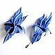 A small brooch on the lapel is a flower made of leather Naiv blue heavenly, Stick pin, Moscow,  Фото №1