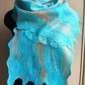 Аксессуары handmade. Livemaster - original item Scarf-stole felted silk double-sided Turquoise. Handmade.