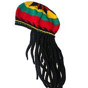 Аксессуары handmade. Livemaster - original item Rastafarian beret with dreadlocks. Handmade.