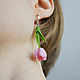 Flower earrings, pink tulips, polymer clay. Earrings. Studio Flower Jewelry (studioflowernn). Online shopping on My Livemaster.  Фото №2