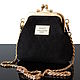 Bag with clasp: Small black suede handbag, Clasp Bag, Bordeaux,  Фото №1