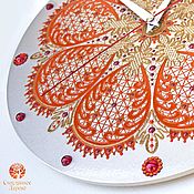 Для дома и интерьера handmade. Livemaster - original item Orange. Wall clock with painted lace orange. Handmade.