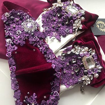 Аксессуары ручной работы. Ярмарка Мастеров - ручная работа Комплект"Purple Morning"в стиле DG. Handmade.