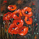 Painting with flowers in oil of Poppies, Pictures, Moscow,  Фото №1