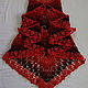 Order Red linen and cotton handkerchief 'Frida' triangular openwork. SolarisArtis. Livemaster. . Shawls1 Фото №3
