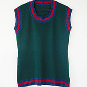 Одежда handmade. Livemaster - original item vests: Knitted vest with striped trim. Handmade.