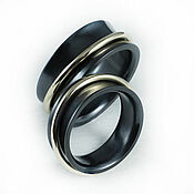 Украшения handmade. Livemaster - original item Black rings with gold rings. Handmade.