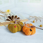 Для дома и интерьера handmade. Livemaster - original item Interior pumpkins. Knitted toy Pumpkin. DIY for kindergarten. Handmade.