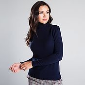Turtleneck black cashmere wool for every day