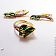 Комплект Золотое бриллиантовое кольцо серьги Хризолиты 585 пробы, Комплекты украшений, Ереван,  Фото №1