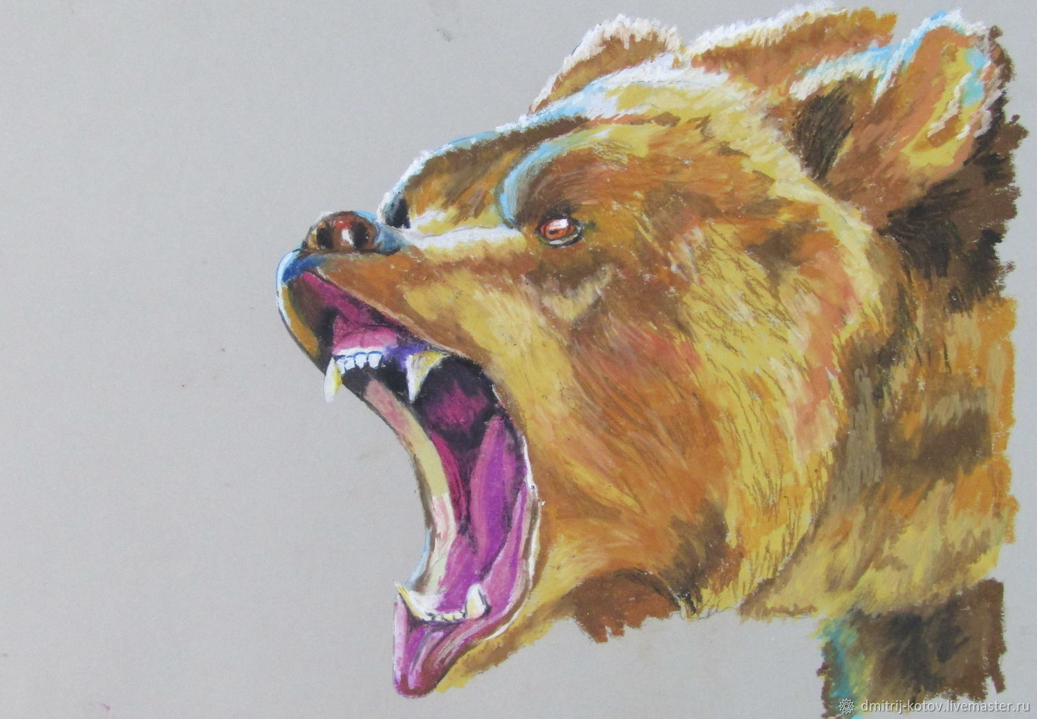 Медведь масляной пастелью
