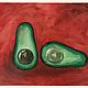 Order Oil painting minimalistic still life ' Avocado on Red». letymary (letymary). Livemaster. . Pictures Фото №3