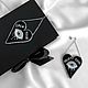Black Stud Earrings with Hearts Open your heart, soul, Stud earrings, Novosibirsk,  Фото №1